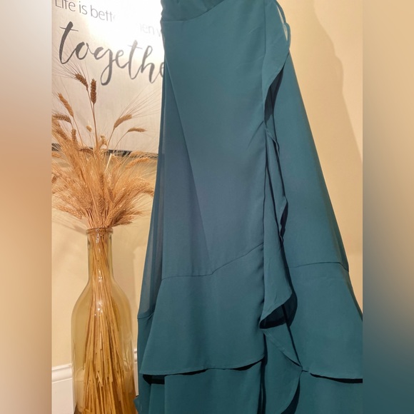 Lulu’s In Love Forever Emerald Green Lace-Up High-Low Maxi Dress - Picture 12 of 15